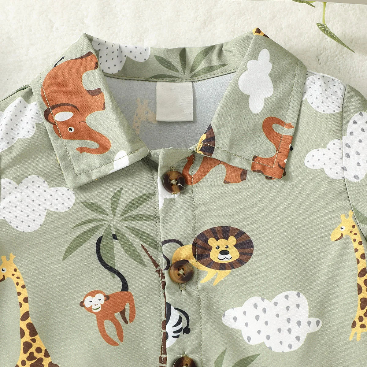 Conjunto Infantil Premium Verão – Camisa e Short com Estampa Animal para Bebês