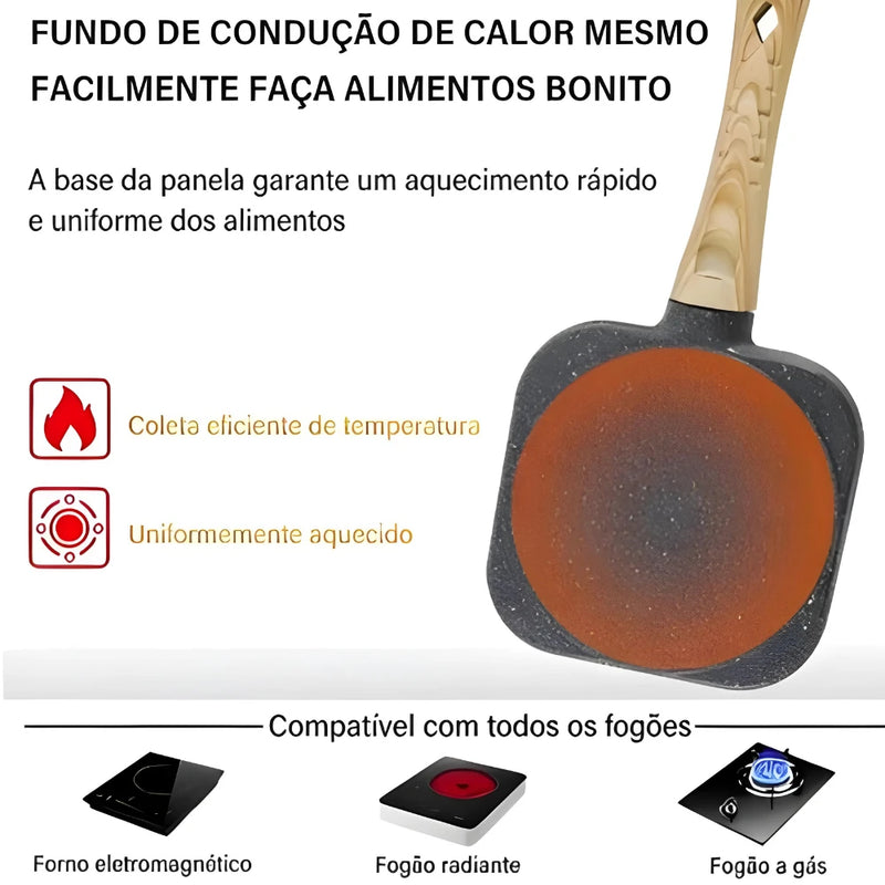 Frigideira Antiaderente com 3 Divisórias – Prepare Ovos, Bacon, Carnes e Lanches ao Mesmo Tempo