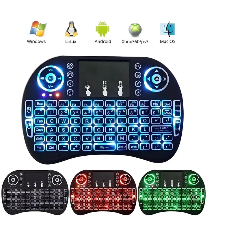 Mini Teclado Wireless com Touchpad e LED – Para Smart TV, TV Box, PC, PS3, Xbox, Notebook e Mais