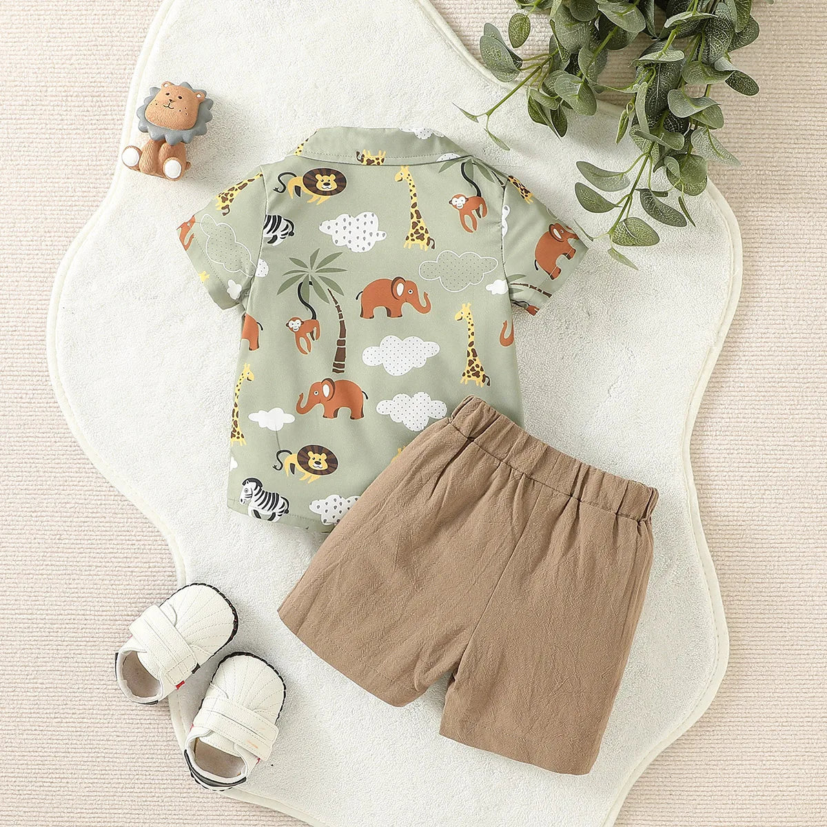 Conjunto Infantil Premium Verão – Camisa e Short com Estampa Animal para Bebês
