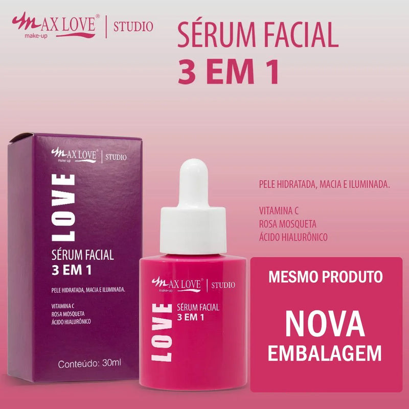Kit C/3 Max Love – Sérum de Vitamina C + Sérum 3 em 1 + Sérum de Rosa Mosqueta