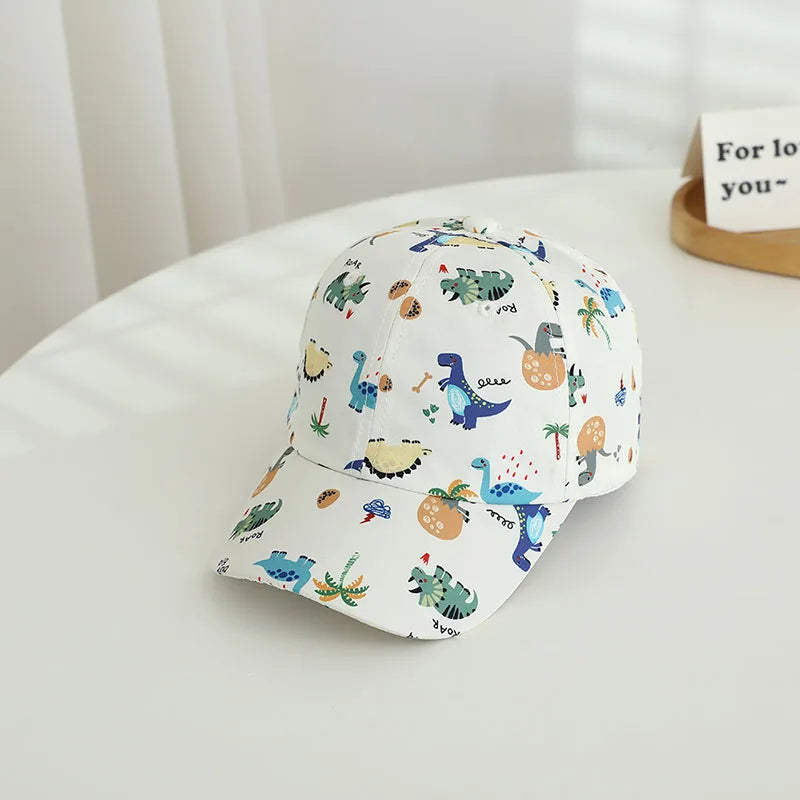 Boné Infantil Dinossauro | Boné Baseball Unissex com Aba Curva | Proteção Solar 2 a 6 Anos