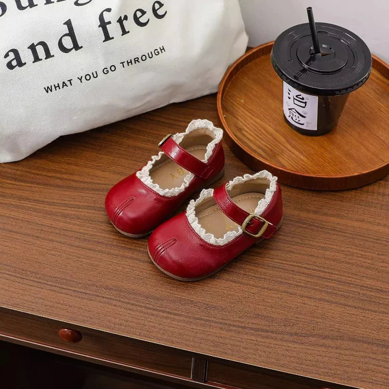 Sapatilha Infantil em Couro PU com Babados | Meninas | Outono & Primavera