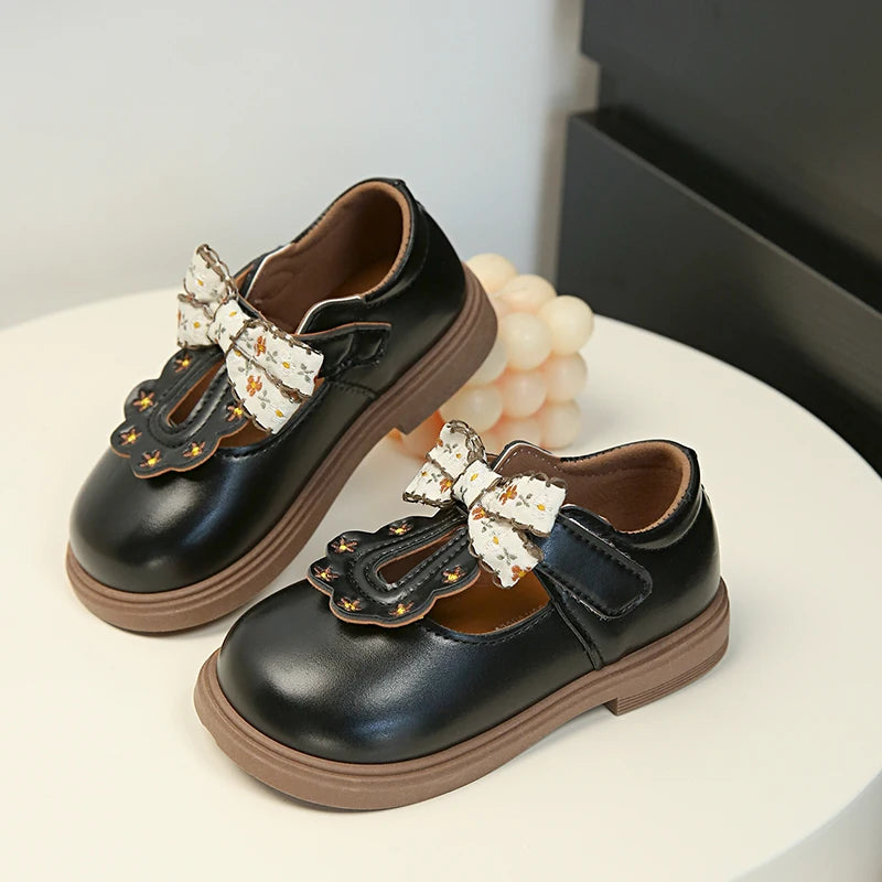 Sapato Infantil Feminino Estilo Princesa com Laço – Sapatilha Escolar Luxo para Meninas | Confortável e Elegante