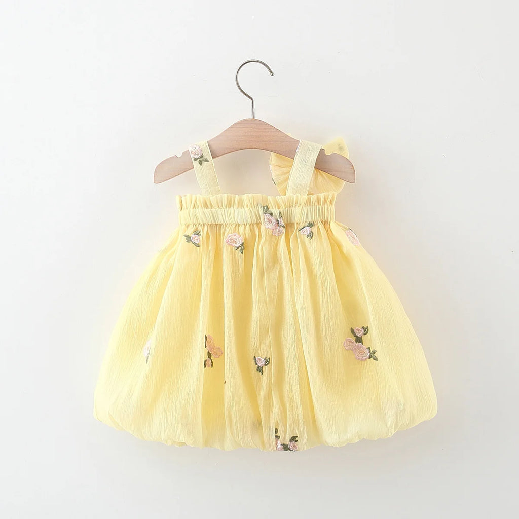Vestido Infantil – Laço e Tule Bordado | Princesa | Verão | Importado