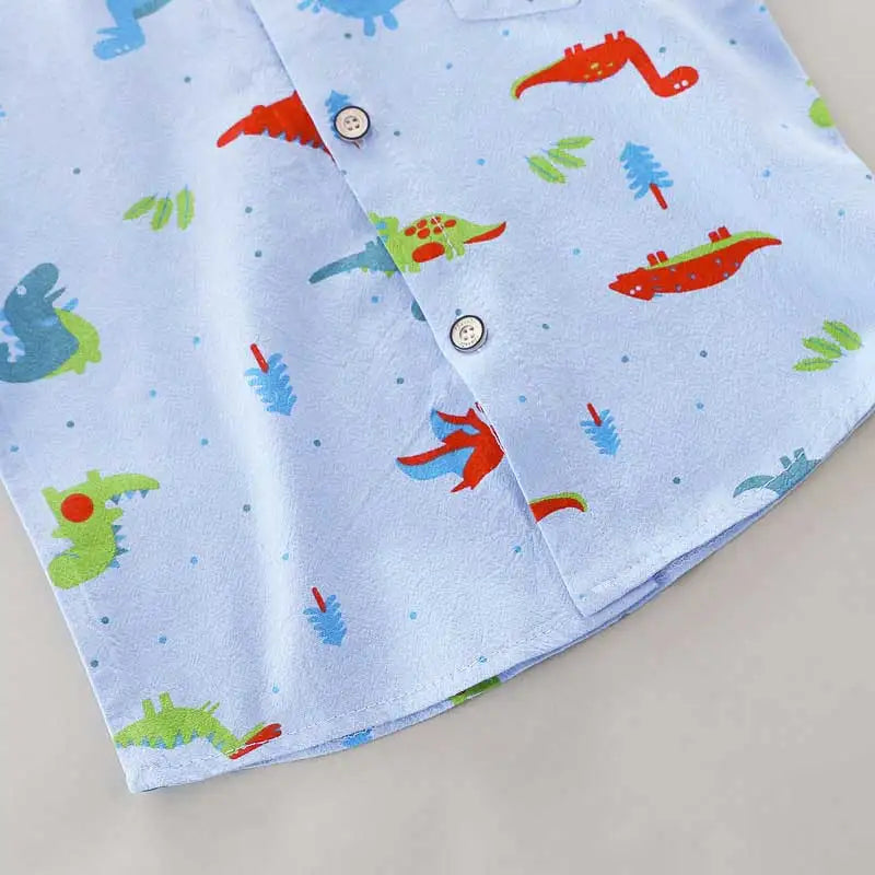 Conjunto Infantil 2 Peças de Verão – Camisa Estampa Dinossauro + Shorts