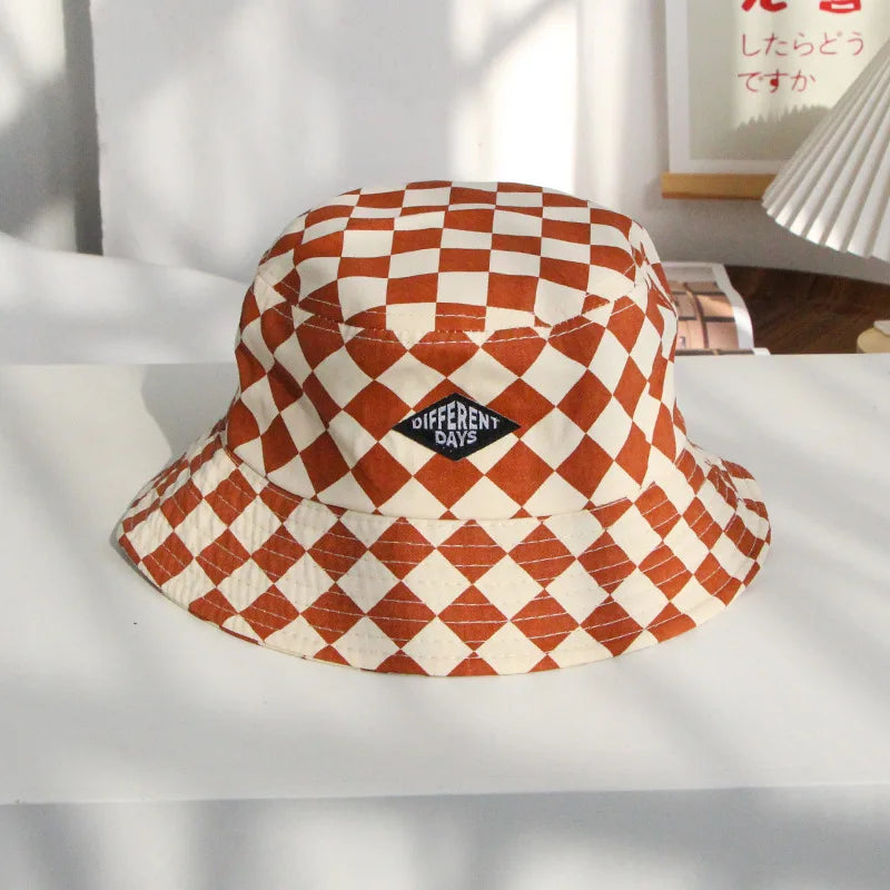 Chapéu Pescador Infantil Xadrez Estilo Coreano | Unissex | 2 a 10 Anos