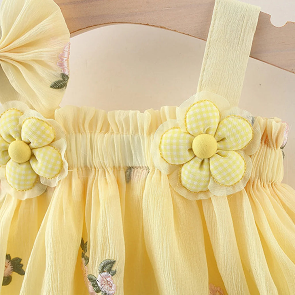 Vestido Infantil – Laço e Tule Bordado | Princesa | Verão | Importado