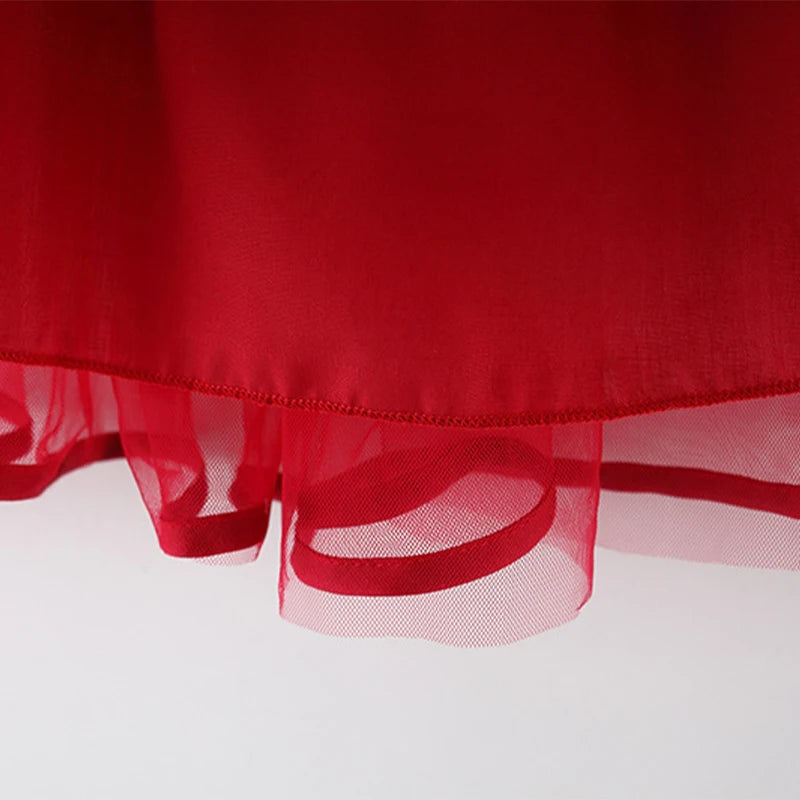 Vestido Infantil Princesa Nuvem – Com Laço, Tule Macio e Manga Borboleta (Importado)