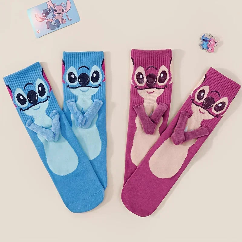 Meia Infantil Disney Stitch Kawaii | Meia Criança em Algodão Macio | Conforto e Diversão