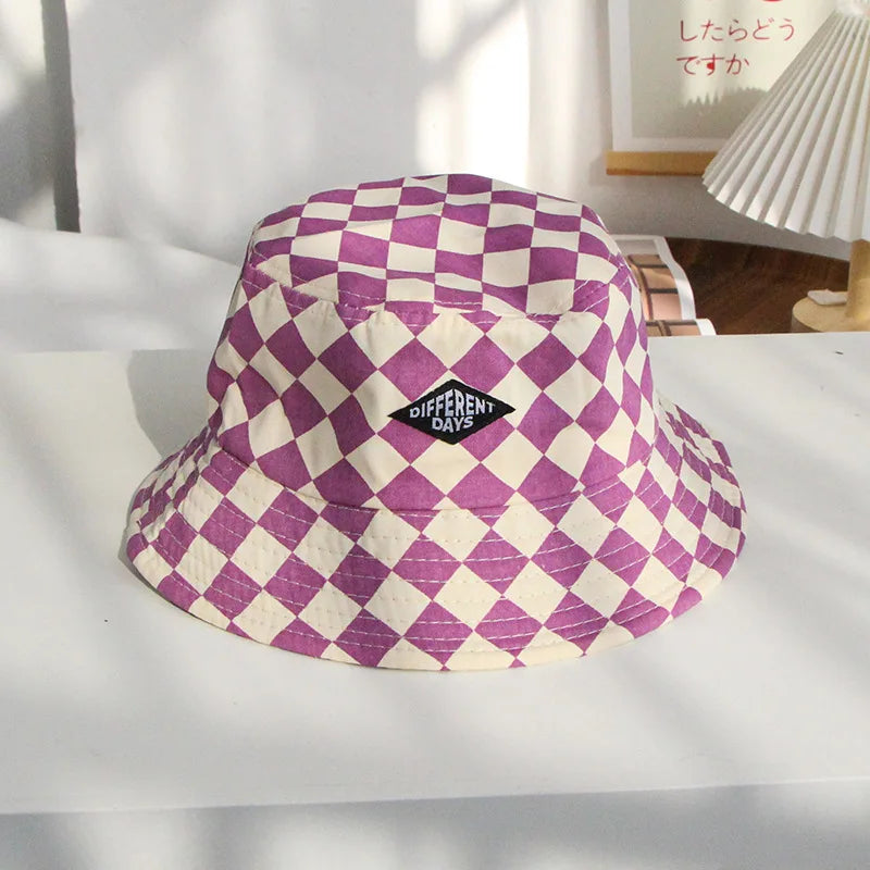 Chapéu Pescador Infantil Xadrez Estilo Coreano | Unissex | 2 a 10 Anos