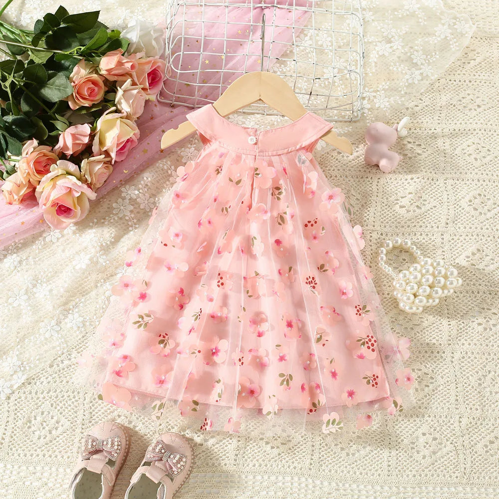 Vestido Princesa Bebê Verão – Floral com Laço | Modelo Importado, Leve e Super Fofo (0 a 3 Anos)