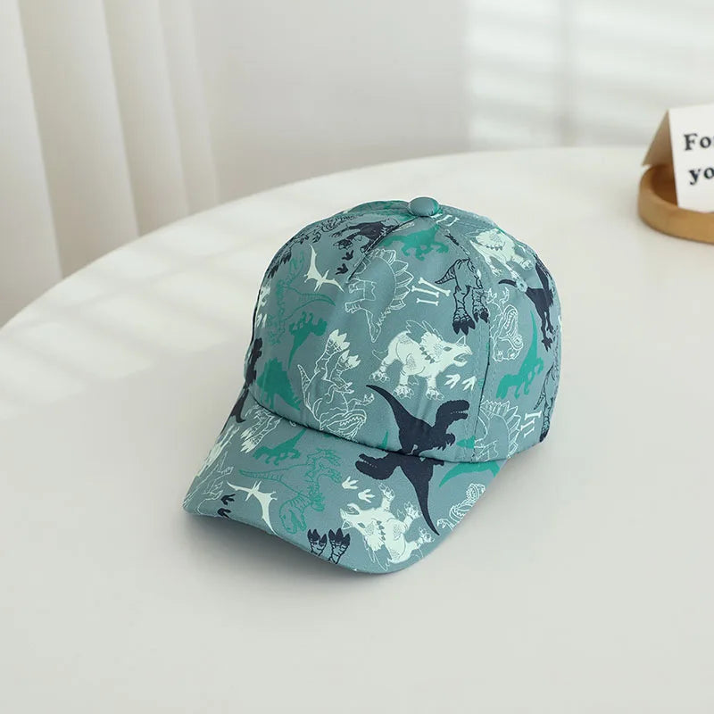 Boné Infantil Dinossauro | Boné Baseball Unissex com Aba Curva | Proteção Solar 2 a 6 Anos