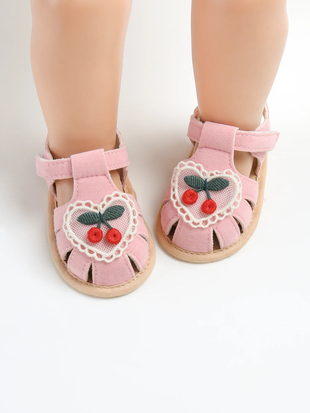 Sandália Infantil Feminina Importada com Cerejas | Primeiros Passos Bebê | Verão Confortável e Antiderrapante