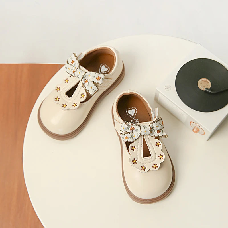 Sapato Infantil Feminino Estilo Princesa com Laço – Sapatilha Escolar Luxo para Meninas | Confortável e Elegante