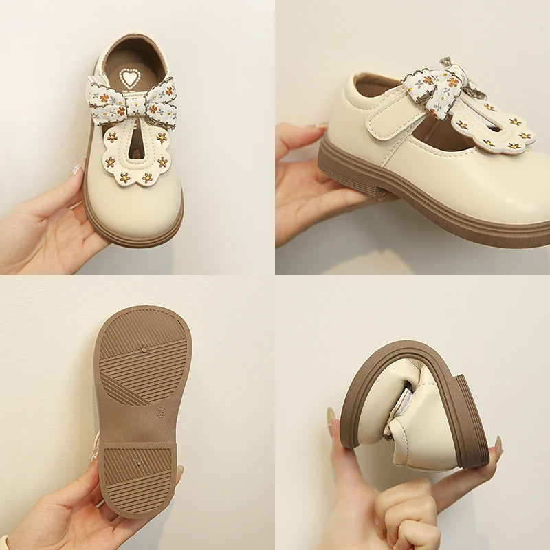 Sapato Infantil Feminino Estilo Princesa com Laço – Sapatilha Escolar Luxo para Meninas | Confortável e Elegante