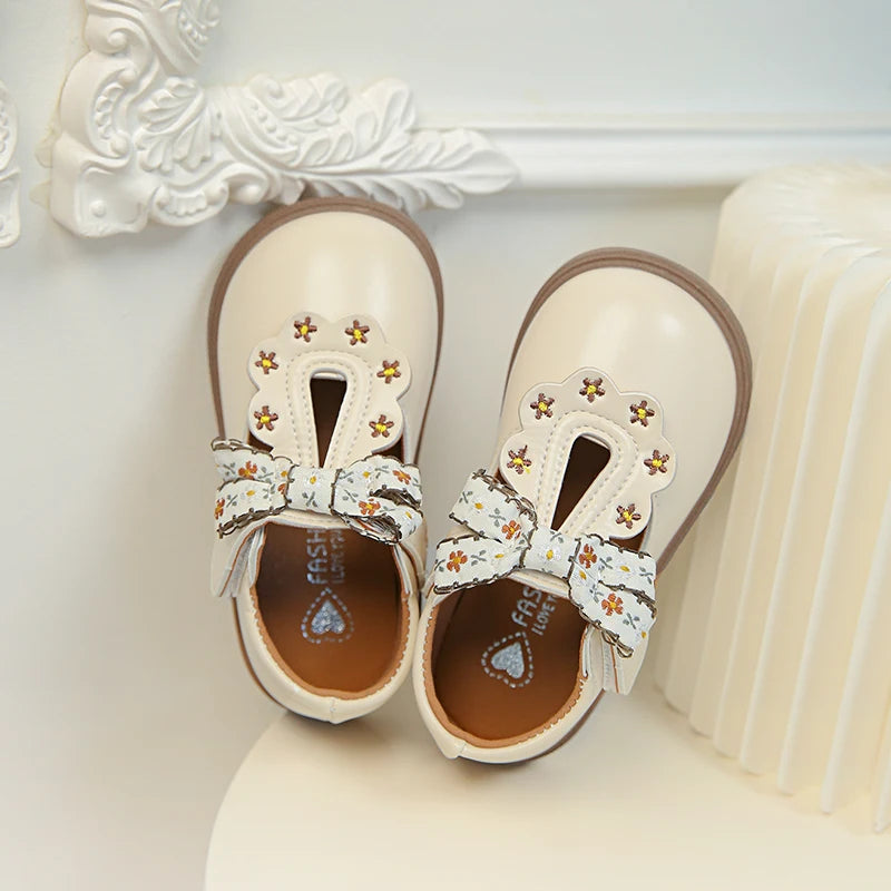 Sapato Infantil Feminino Estilo Princesa com Laço – Sapatilha Escolar Luxo para Meninas | Confortável e Elegante