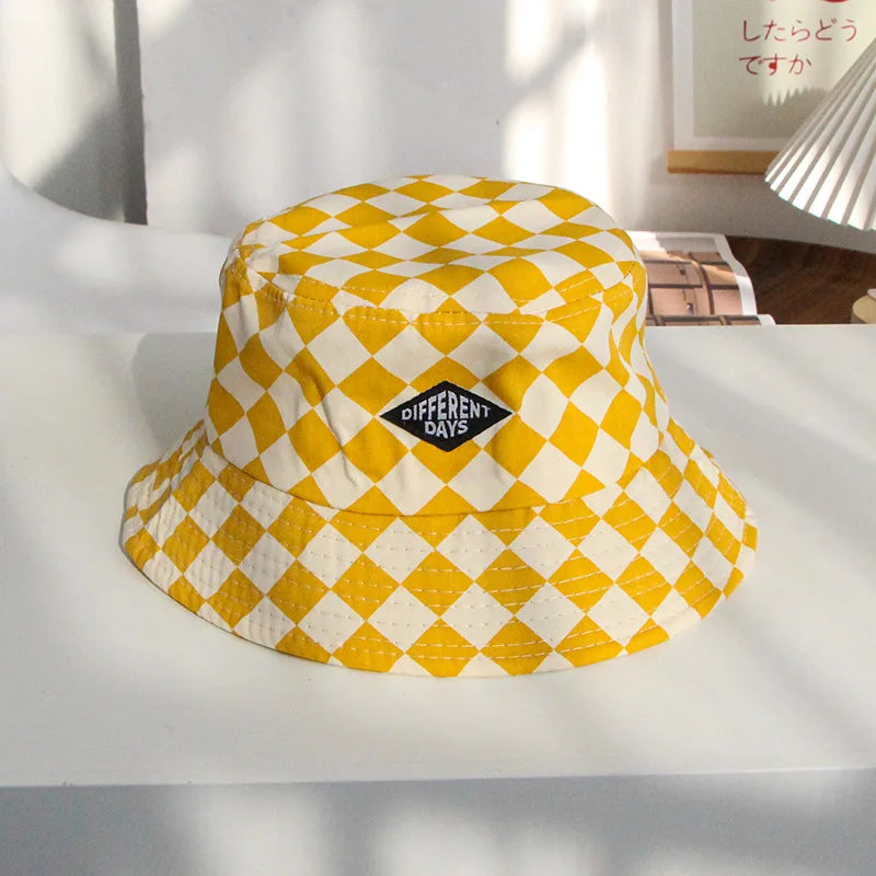 Chapéu Pescador Infantil Xadrez Estilo Coreano | Unissex | 2 a 10 Anos