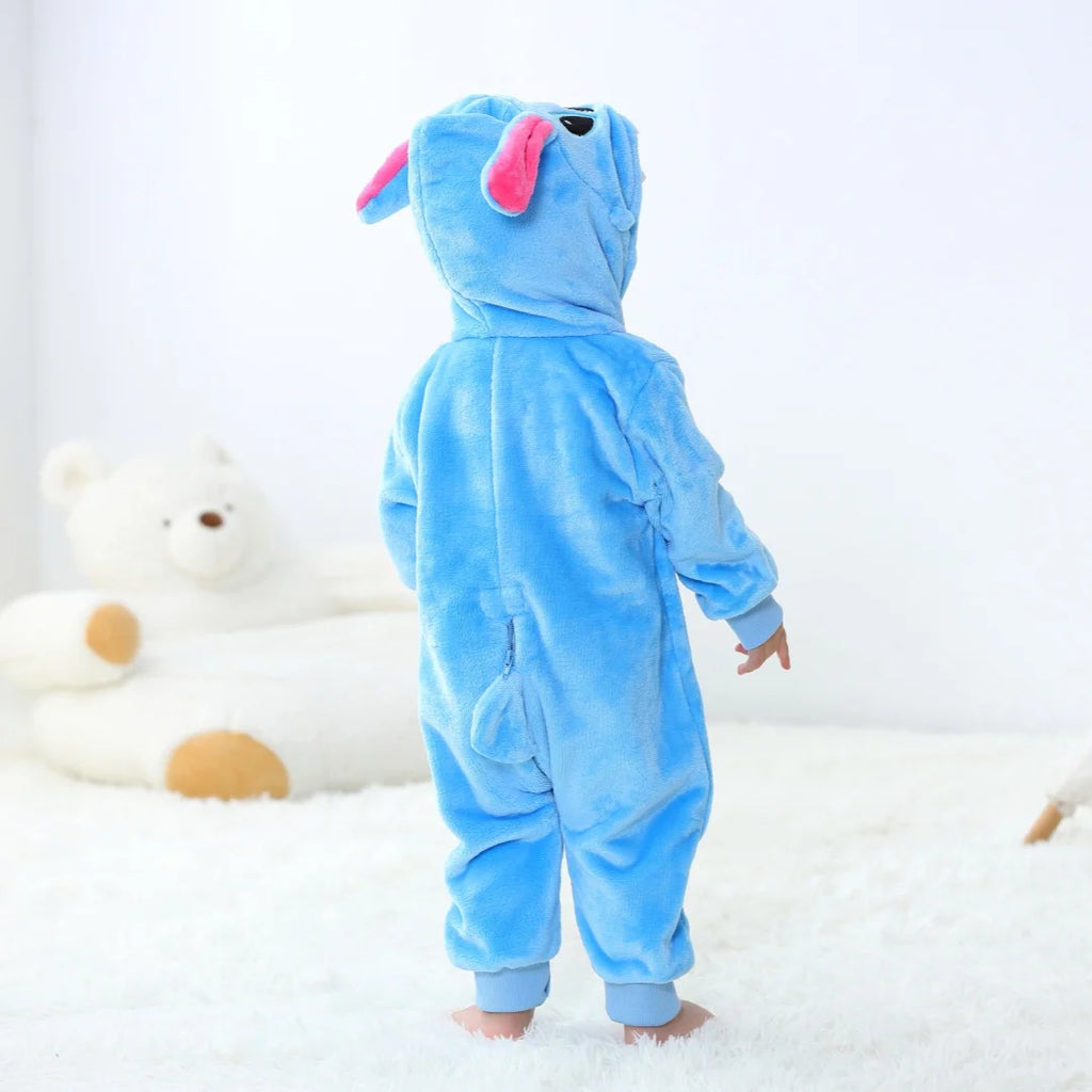 Macacão Kigurumi Infantil Stitch e Animais | Pijama Fantasia Bebê Inverno | 0 a 3 Anos