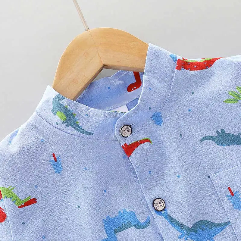 Conjunto Infantil 2 Peças de Verão – Camisa Estampa Dinossauro + Shorts
