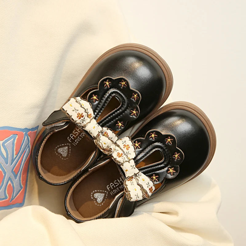 Sapato Infantil Feminino Estilo Princesa com Laço – Sapatilha Escolar Luxo para Meninas | Confortável e Elegante