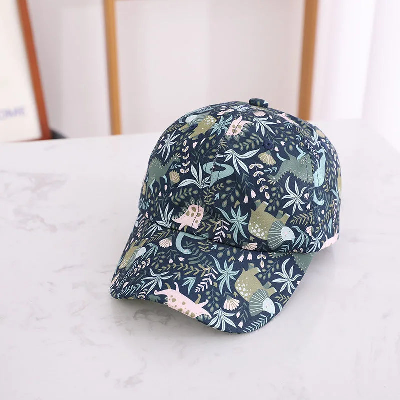 Boné Infantil Dinossauro | Boné Baseball Unissex com Aba Curva | Proteção Solar 2 a 6 Anos