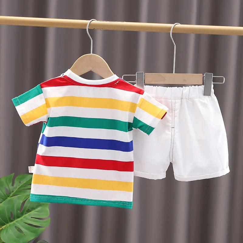 Conjunto Infantil 3 Peças – Camiseta + Shorts + Bolsinha Dino | Verão | Unissex