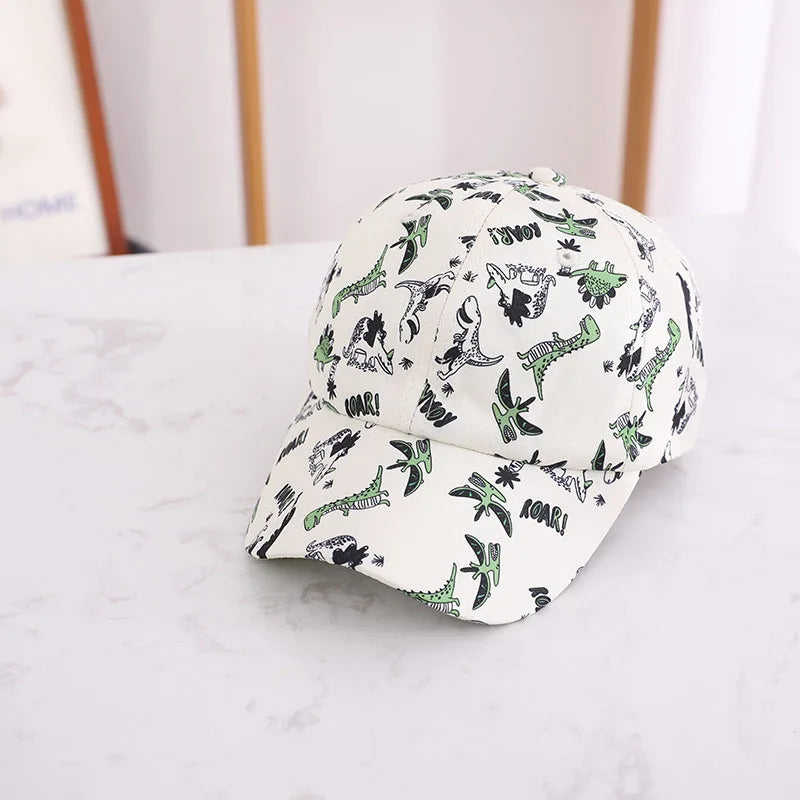 Boné Infantil Dinossauro | Boné Baseball Unissex com Aba Curva | Proteção Solar 2 a 6 Anos