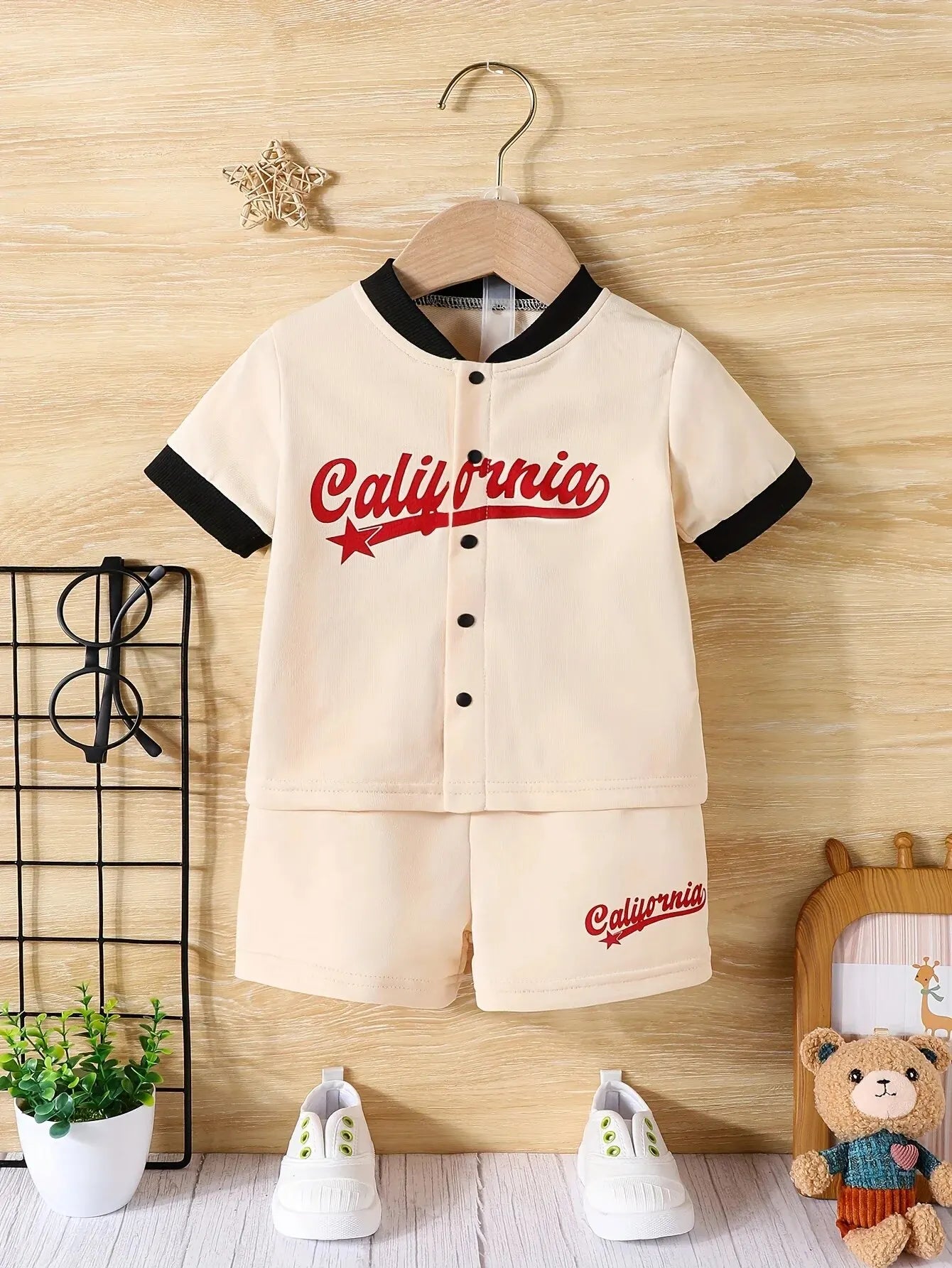 Conjunto Infantil Menino Verão 2 Peças – Jaqueta Baseball + Shorts | Conforto e Estilo Casual e Esportivo