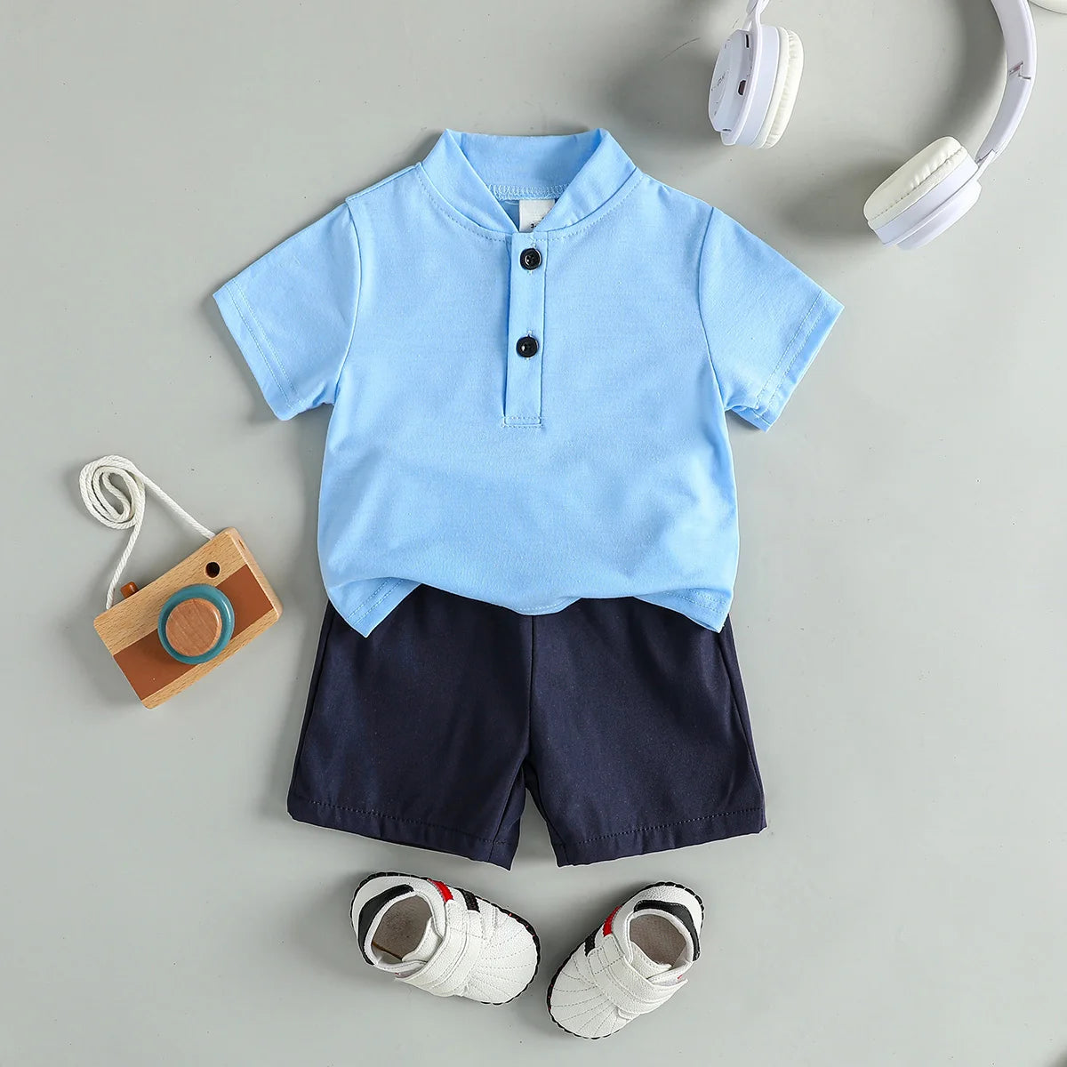 Conjunto 2 Peças Infantil Menino – Camiseta + Shorts | Look Fresquinho para o Verão ☀️👶