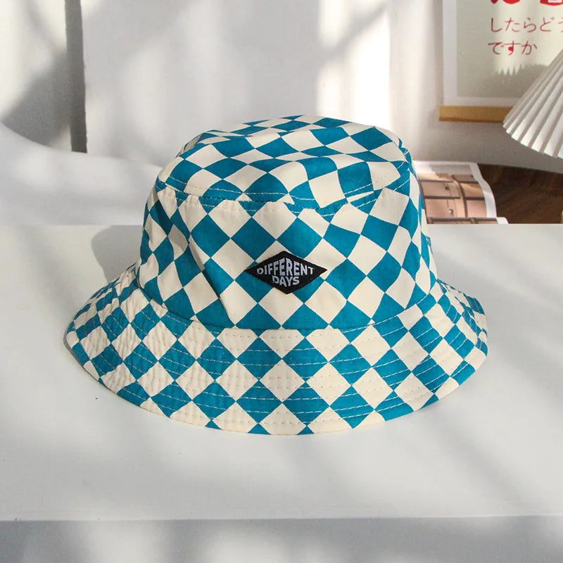 Chapéu Pescador Infantil Xadrez Estilo Coreano | Unissex | 2 a 10 Anos