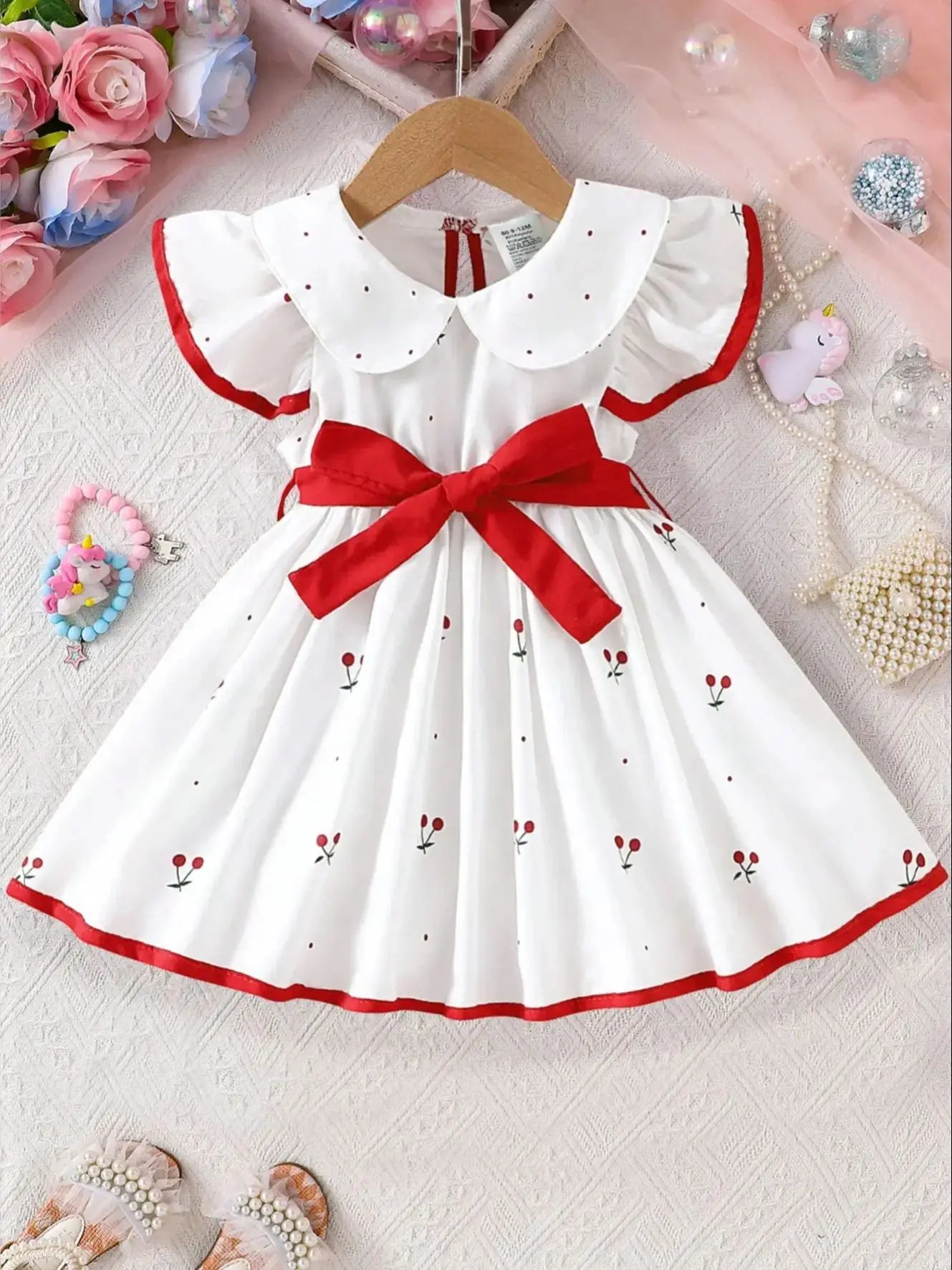 Vestido Infantil Floral Importado – Modelo Princesa, Fresquinho e Confortável para Bebês (0 a 3 anos)