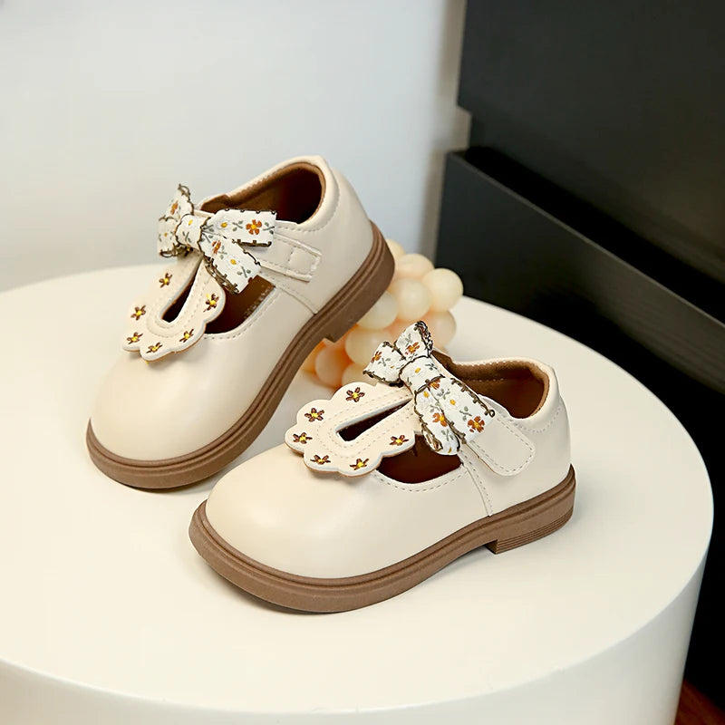 Sapato Infantil Feminino Estilo Princesa com Laço – Sapatilha Escolar Luxo para Meninas | Confortável e Elegante